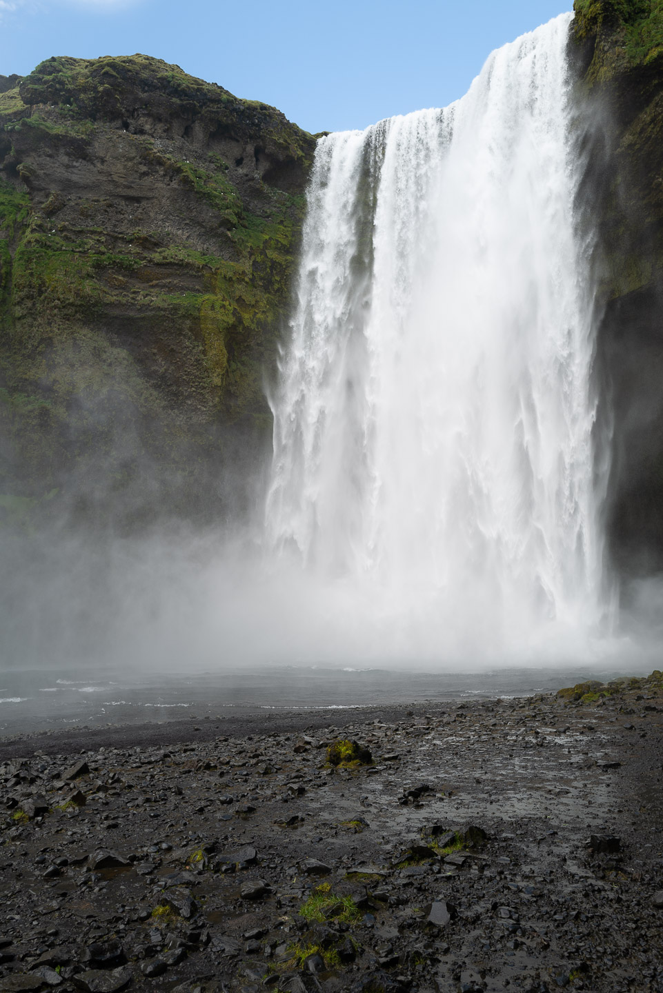 Waterfall with broad flood plain